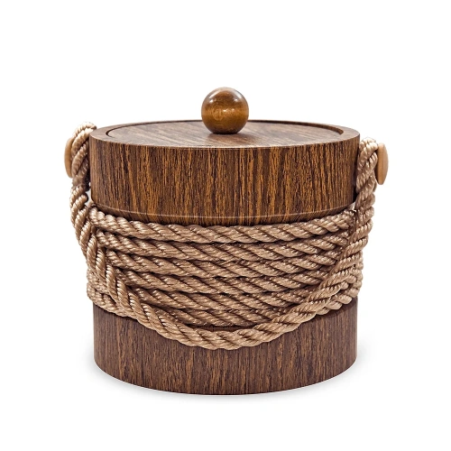 3qt Walnut Ice Bucket with Center Rope