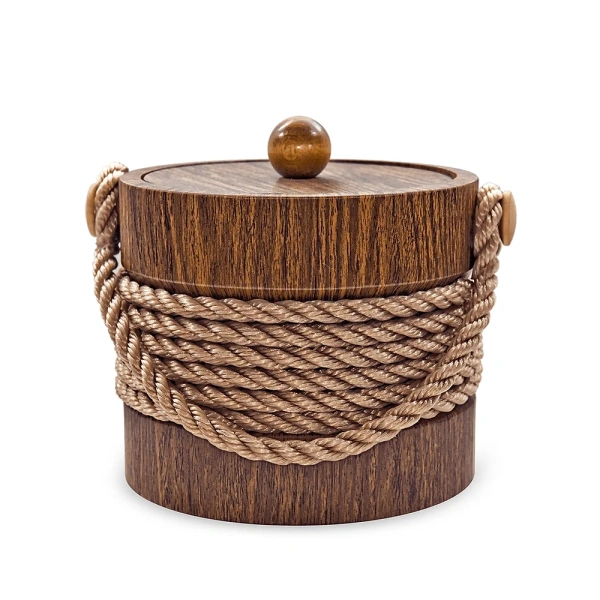 3qt Walnut Ice Bucket with Center Rope