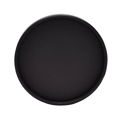 14" Round Black Leatherette Tray with Stitching
